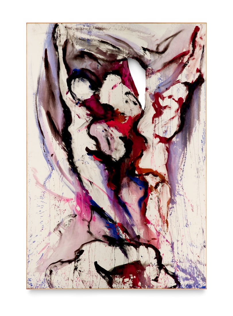 Barbara Heinisch Drei Figuren. 1977. Tempera auf Leinwand. 200 x 100 cm. Signiert. - Insgesamt sehr (1 of 1)