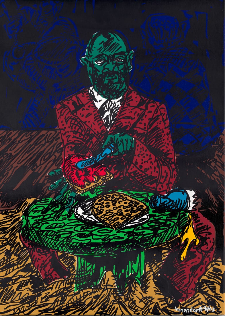 Jörg Immendorff Baselitzfrühstück. 1991/2003. Farbserigraphie und -linolschnitt auf (1 of 1)