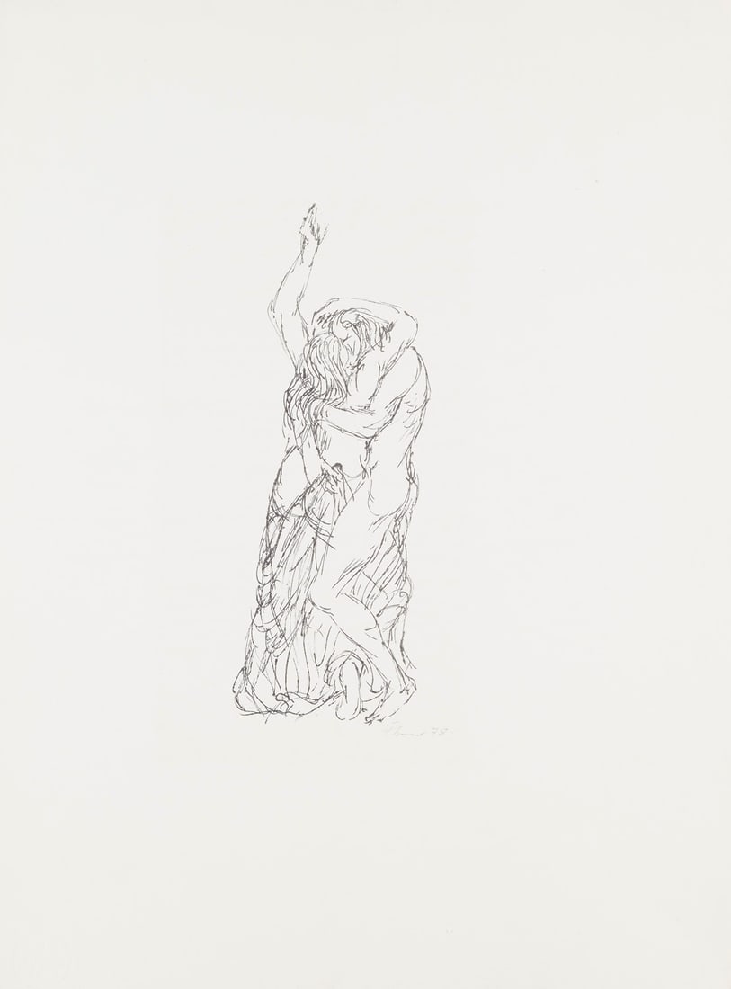 Fritz Cremer Sammlung von 10 Darstellungen: Liebespaare. 1959-1985. Lithographien auf Velin (teils: Fritz CremerSammlung von 10 Darstellungen: Liebespaare. 1959-1985. Lithographien auf Velin (teils mit Wz.). Ca. 21 x 18 cm - 41 x 25 cm. (50 x 38 cm bis 60,5 x 42,5 cm). Je signiert und datiert. Ein B