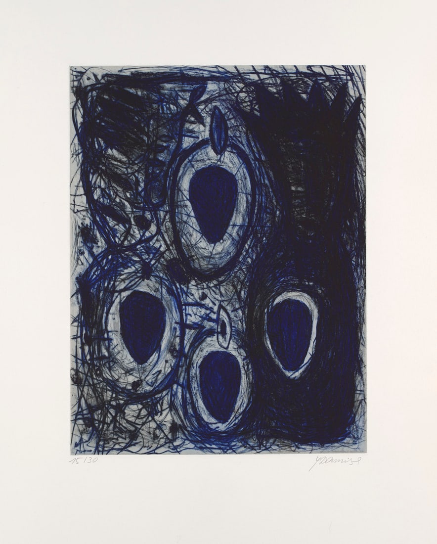 Gunter Damisch o.T. (Blauer König). Ca. 1990. Radierung in Blau und Schwarz auf schwerem, (1 of 1)