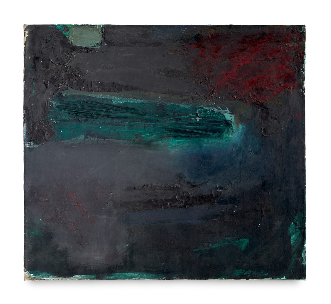 Sverre Wyller Ohne Titel. 1983. Öl auf Leinwand. 67 x 75 cm. Verso signiert, datiert, betitelt: Sverre WyllerOhne Titel. 1983. Öl auf Leinwand. 67 x 75 cm. Verso signiert, datiert, betitelt sowie mit weiteren Werksangaben. - Einige kleine, punktuelle Abplatzungen, an den Kanten teils berieb