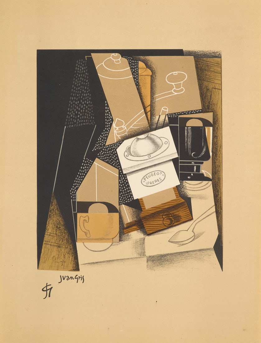 Juan Gris 12 Arbeiten. In: Au Soleil du Plafond. 1955. Je Farblithographie auf verschieden: Juan Gris12 Arbeiten. In: Au Soleil du Plafond. 1955. Je Farblithographie auf verschieden eingefärbtem China. Je 27 x 22,5 cm (42,5 x 32 cm). 11 Bll. lose zusammengelegt in Originalmappe, bedruck