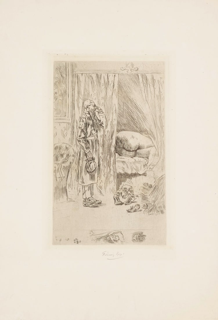 Felicien Rops Meine Oberstin! / "Ma golonelle!". 1860. Kaltnadel mit Heliogravur auf van Gelder (1 of 1)