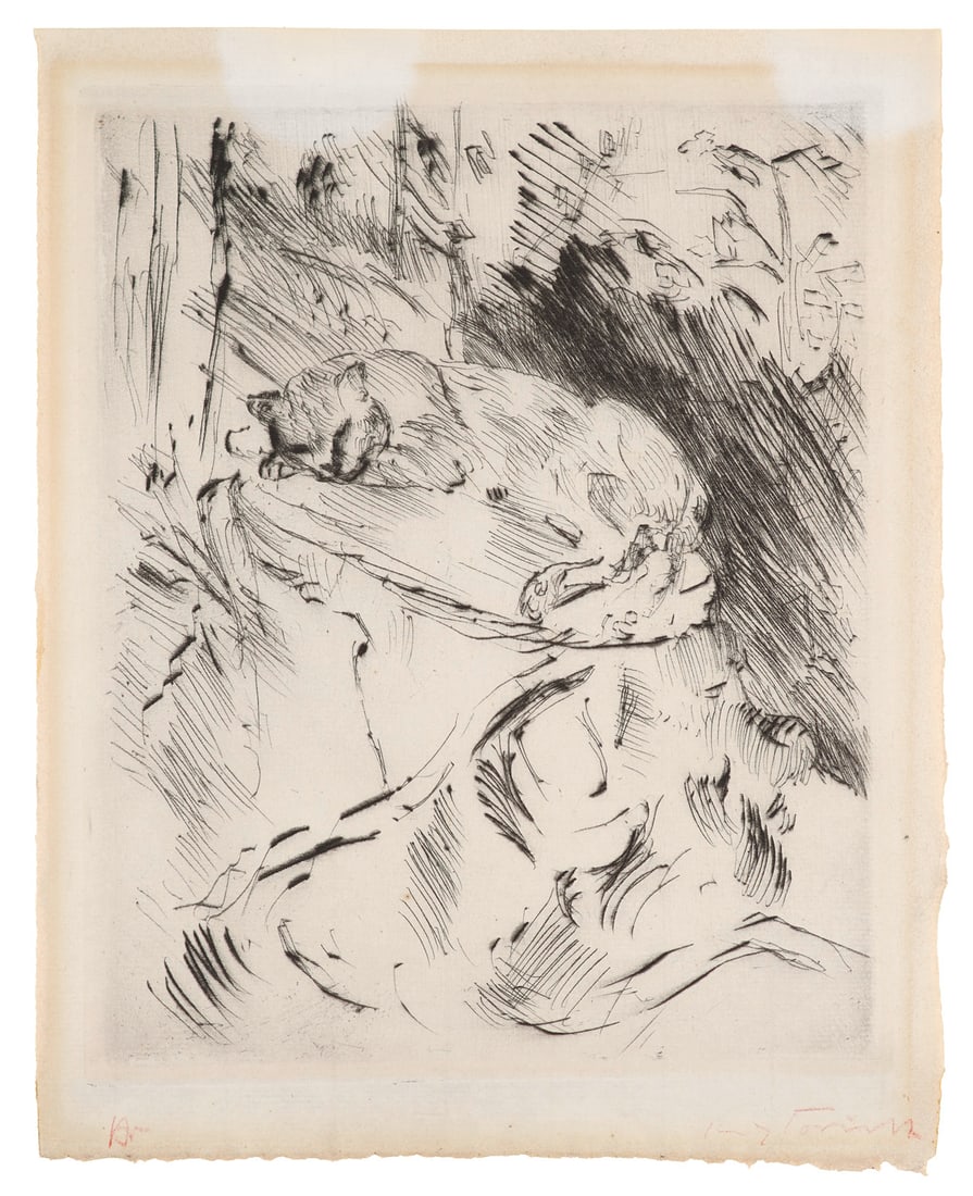 Lovis Corinth Katze auf Baumstunk, aus: Am Walchensee. 1920. Kaltnadel auf Bütten. 24,3 x 19,8 (1 of 1)