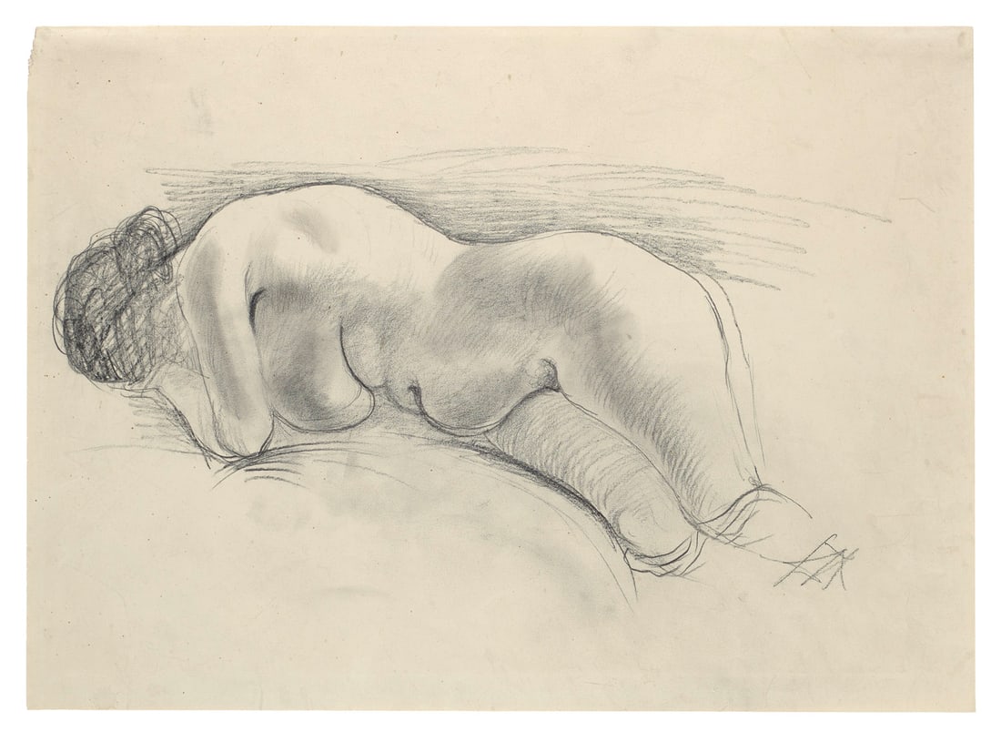 Otto Dix Hilde. 1924. Bleistift auf festem Velin. 35 x 48 cm. Signiert. - Partiell mit sehr kleinen, (1 of 1)