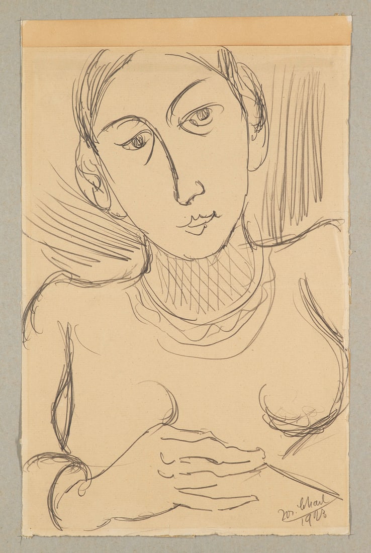 Josef Scharl Portrait einer Dame. 1923. Bleistift auf braunem Velin. 40,5 x 25,5 cm. Signiert und (1 of 1)