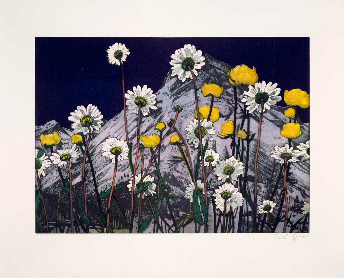 Karin Kneffel o.T. (Blumen). 2006. Farbaquatinta auf Velin. 43,3 x 64,5 cm (62 x 82 cm). Signiert,: Karin Kneffelo.T. (Blumen). 2006. Farbaquatinta auf Velin. 43,3 x 64,5 cm (62 x 82 cm). Signiert, datiert und nummeriert. - Die Ecken minimal und kaum merklich bestoßen. Insgesamt sehr gut. Prach