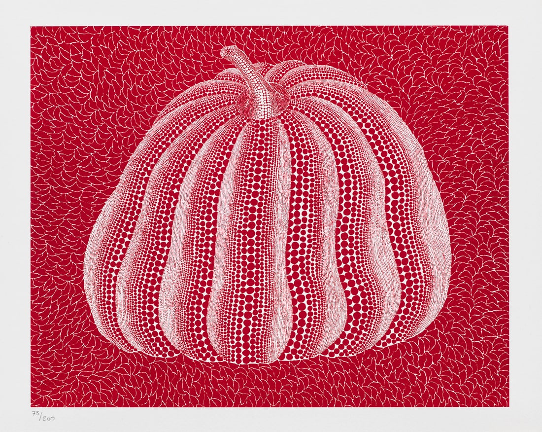 Yayoi Kusama Pumpkin. 2011. Farblithographie auf festem Velin. 28 x 35 cm (32 x 40 cm). Von fremder: Yayoi KusamaPumpkin. 2011. Farblithographie auf festem Velin. 28 x 35 cm (32 x 40 cm). Von fremder Hand nummeriert, verso mit den typographischen Angaben zum Herausgeber. Insgesamt sehr gutes und saub