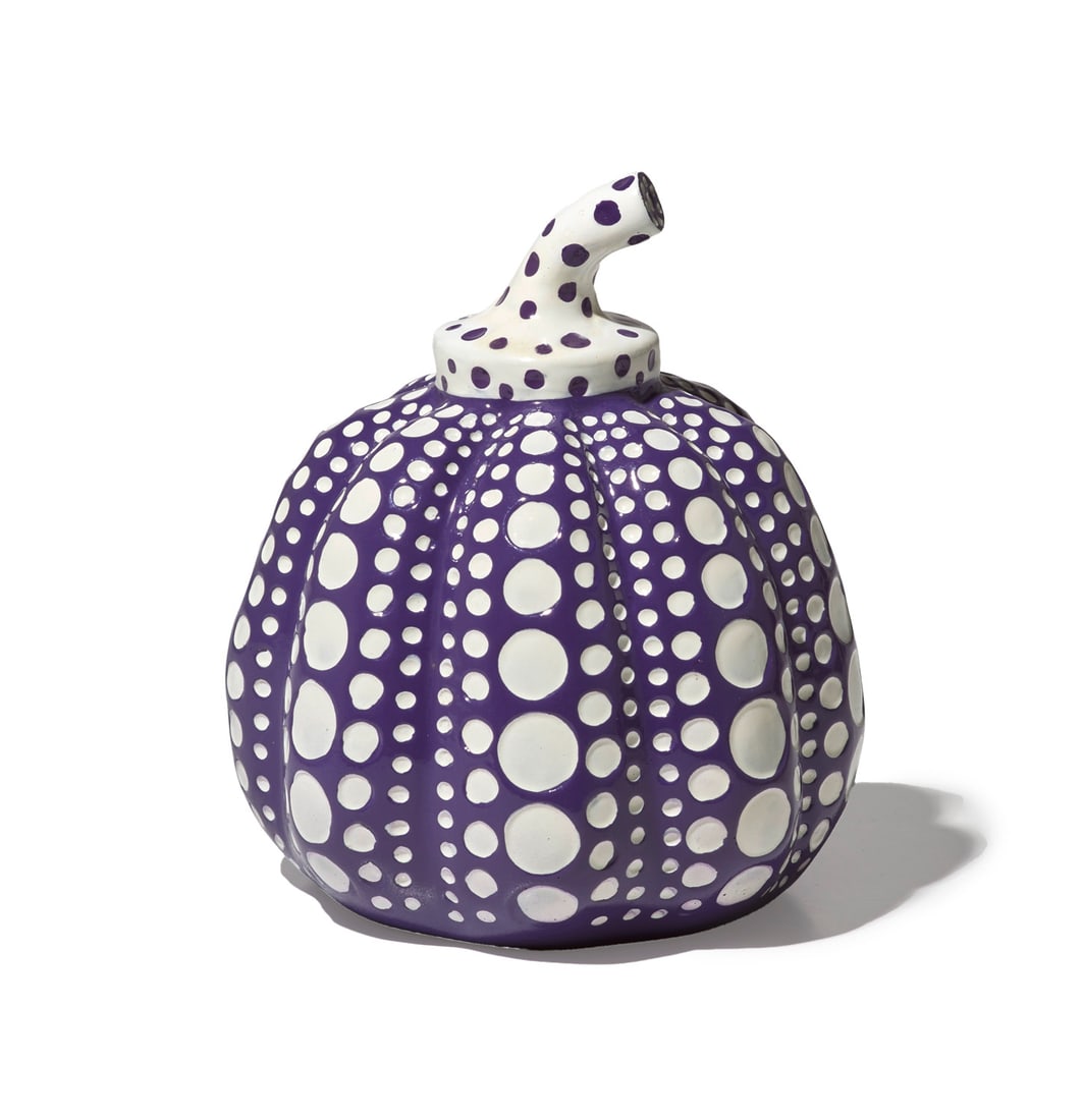 Yayoi Kusama Pumpkin (purple and white). 2013. Gegossenes Kunstharz, farbig lackiert. 10,5 x 8 x 8 (1 of 1)