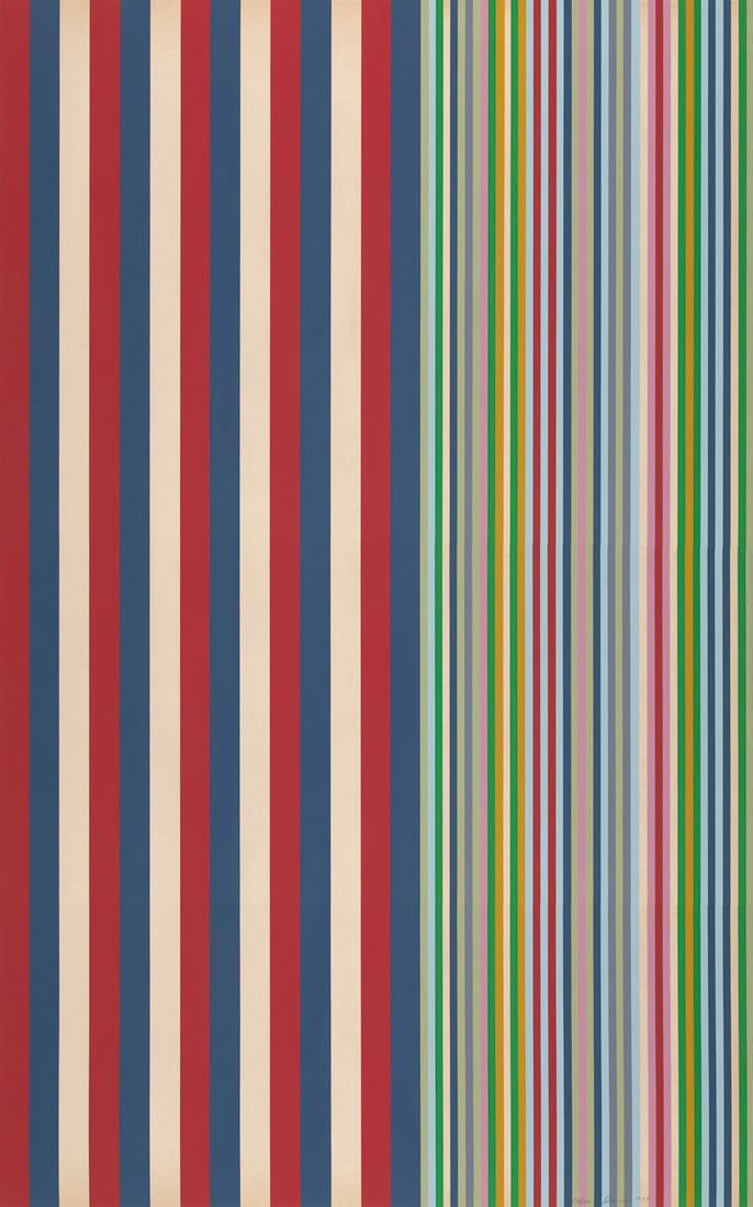 Gene Davis Minute Man. 1974. Farbserigraphie auf Vélinkarton. 100 x 64 cm. Signiert, datiert (1 of 1)
