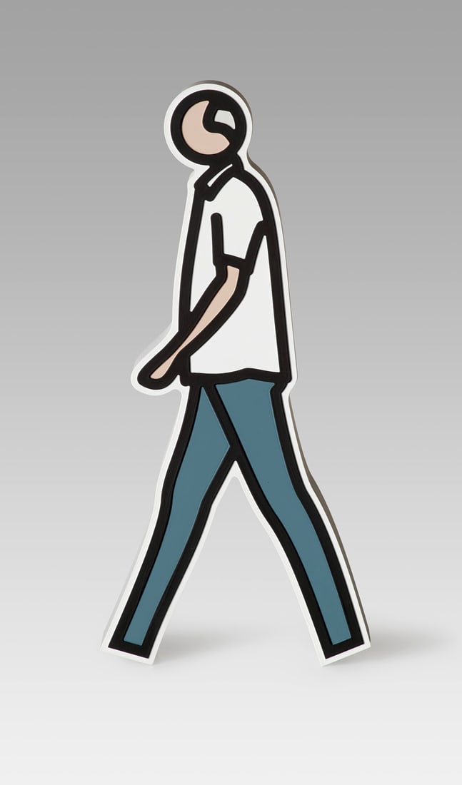 Julian Opie Ian. 2016. Farbiger Lack auf Aluminium. Ca. 38 x 17,7 x 4,8 cm. Unterhalb auf beiden: Julian OpieIan. 2016. Farbiger Lack auf Aluminium. Ca. 38 x 17,7 x 4,8 cm. Unterhalb auf beiden Standfüßen signiert und nummeriert. - Vereinzelt ganz leicht angestaubt, insgesamt sehr gut. P