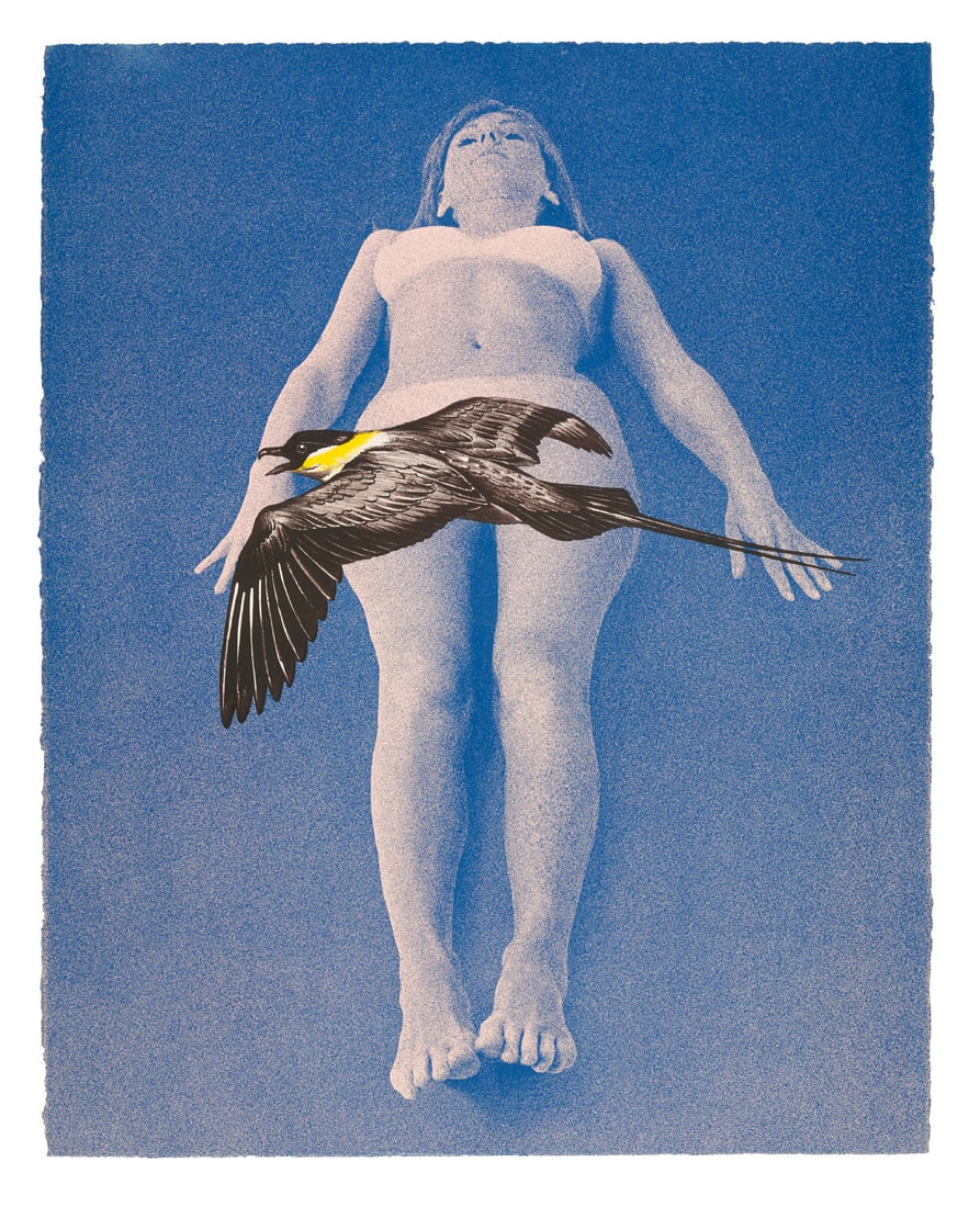 Mel Ramos Judy and the Jaeger. 1969. Farblithographie auf Velin. 71 x 56,5 cm. Verso signiert,: Mel RamosJudy and the Jaeger. 1969. Farblithographie auf Velin. 71 x 56,5 cm. Verso signiert, datiert und nummeriert, unten links mit dem Drucker-Blindstempel der Collector's Press. - Verso an den R&#