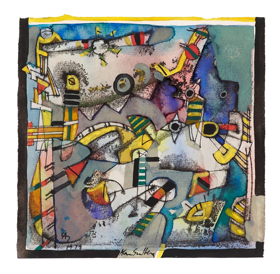 Alan Frederick Sundberg A-942. 1979. Aquarell auf Bütten. 17,7 x 17,1 cm. Signiert,: Amerikanische ModerneAlan Frederick SundbergA-942. 1979. Aquarell auf Bütten. 17,7 x 17,1 cm. Signiert, monogrammiert und datiert, verso signiert und betitelt, verso am Rahmen mit typographischem