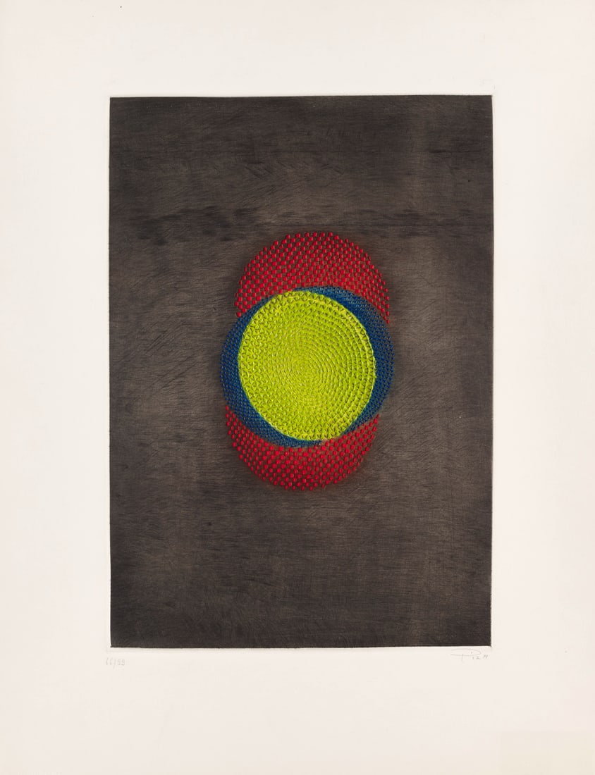 Arthur Luiz Piza Rouge vert bleu. 1970. Farbradierung mit Prägedruck auf Arches Velin (mit: Brasilianische ModerneArthur Luiz PizaRouge vert bleu. 1970. Farbradierung mit Prägedruck auf Arches Velin (mit Wz.). 45,5 x 31 cm (65,2 x 50 cm). Signiert und nummeriert. - Nur im Blattrand mini