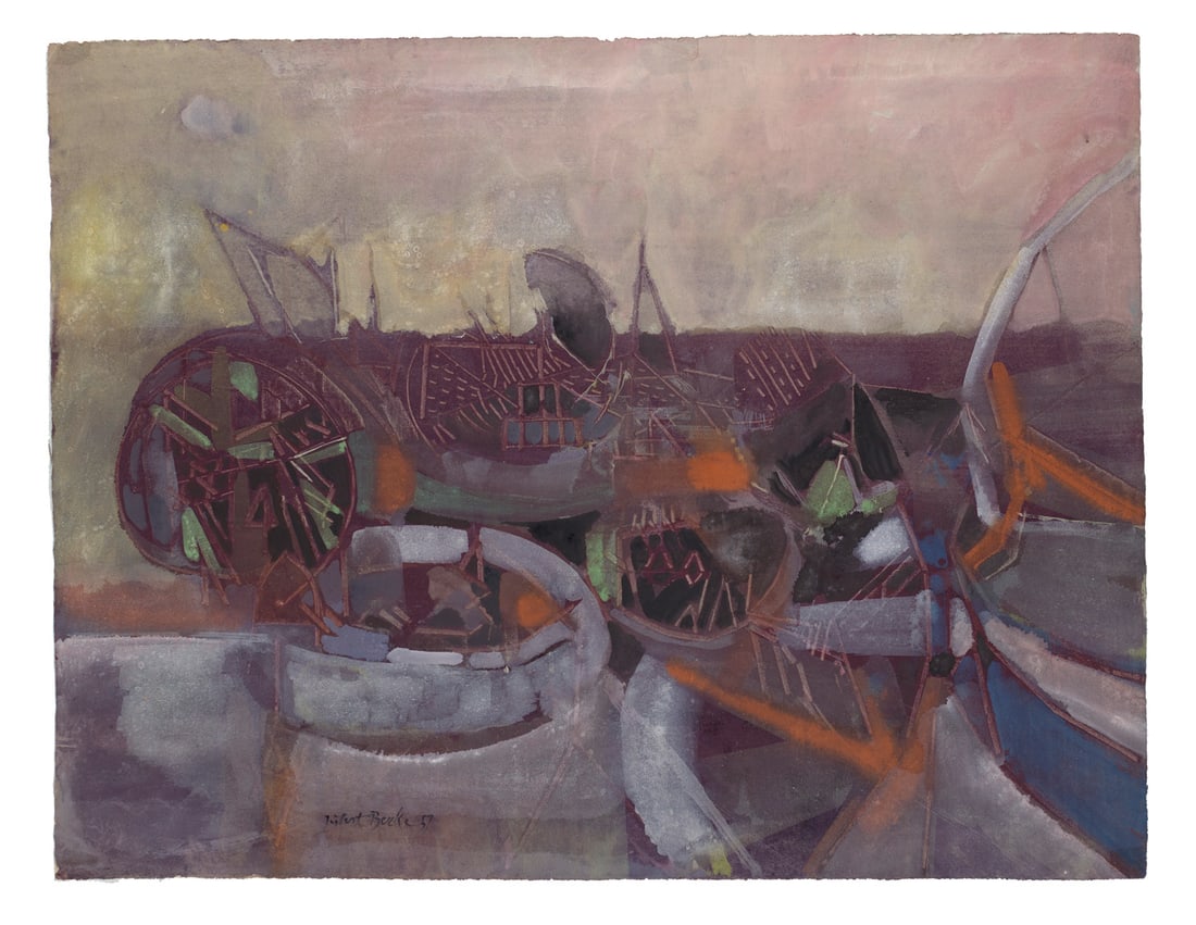 Hubert Berke Abstrakte Komposition. 1951. Aquarell auf Hahnemühle-Bütten (mit Wz.). 48 x (1 of 1)