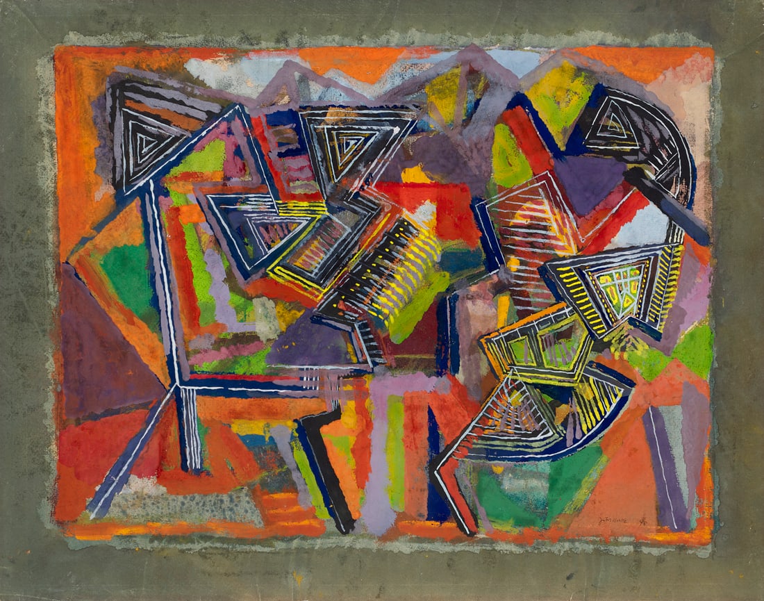 Hubert Berke o.T. 1958. Gouache auf Bütten. 38 x 52,5 cm (47,5 x 60 cm). Signiert und datiert. (1 of 1)