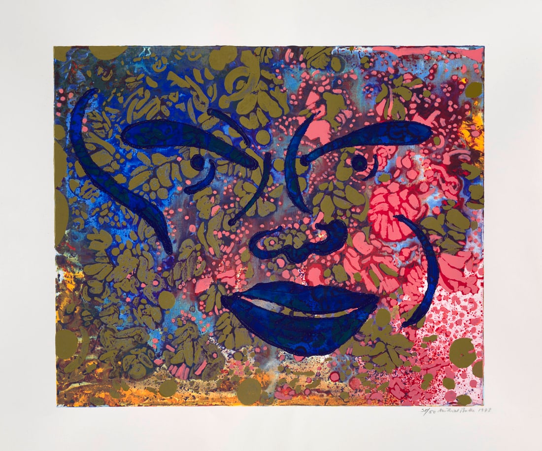 Michael Buthe Gartenblüten VI. 1993. Serigrafie auf Rives-Velin (m. Wz.), mit Acrylfarbe vom: Deutsche NachkriegsmoderneMichael ButheGartenblüten VI. 1993. Serigrafie auf Rives-Velin (m. Wz.), mit Acrylfarbe vom Künstler unikatär bearbeitet. 52 x 62,5 (67,3 x 80,5cm). Signiert, 