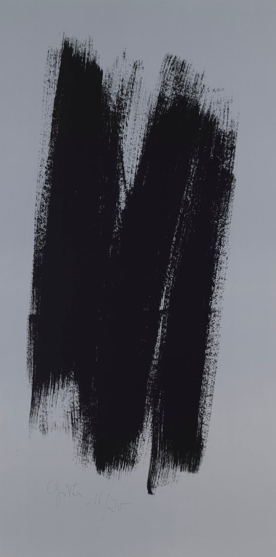 Raimund Girke o.T. Ca. 1990. Serigraphie in Schwarz und Grau auf dünnem, glattem Velin. 80 x 40 (1 of 1)