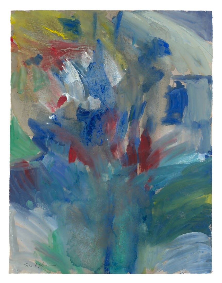 Sigrid Kopfermann Blaue Blumen. 1985. Gouache auf Bütten. 63 x 84,5 cm. Verso auf (1 of 1)