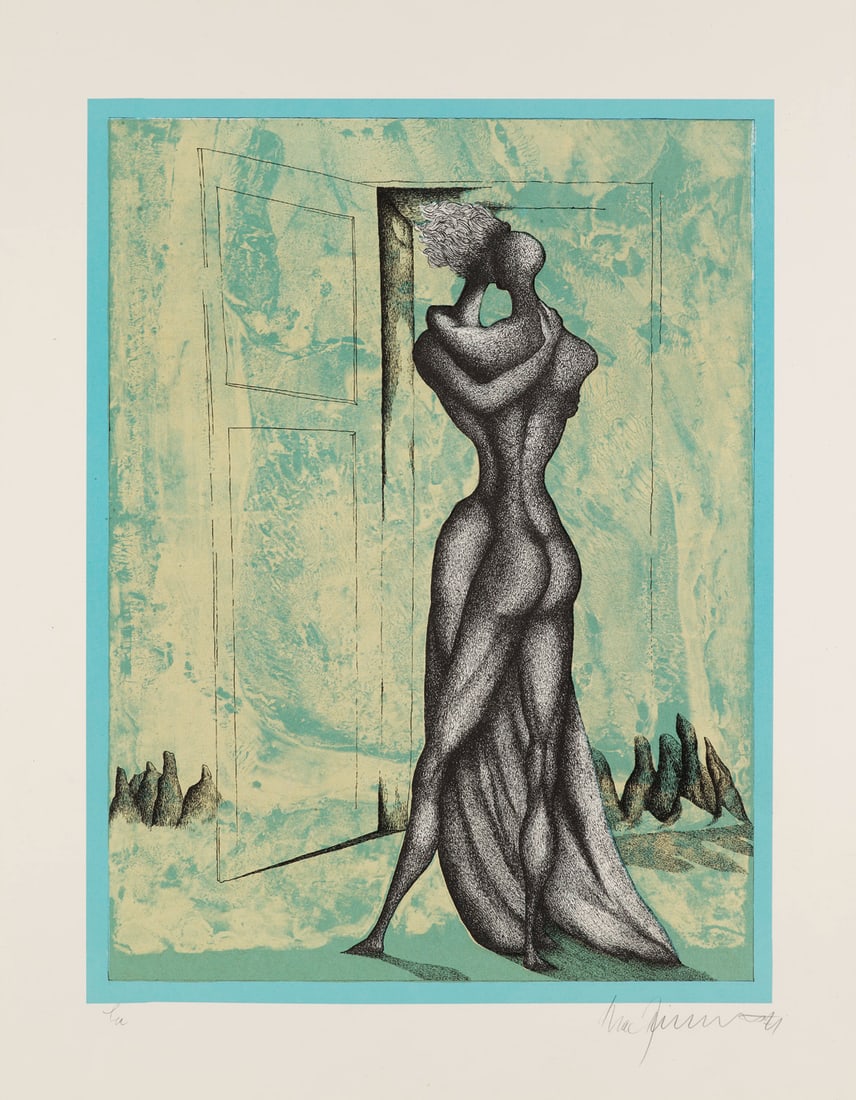 Mac Zimmermann 2 Arbeiten. Mittag / Umarmung. 1970/1971. Je Farblithographie auf Velin, eine Arbeit (1 of 1)