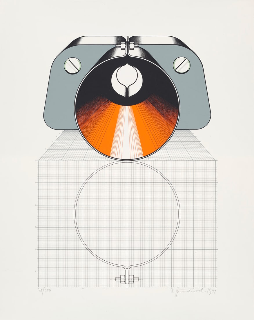 Kurt Budewell Maschinenteil. 1971. Farbserigraphie auf Velin. 57 x 41 cm (74 x 59 cm). Signiert, (1 of 1)