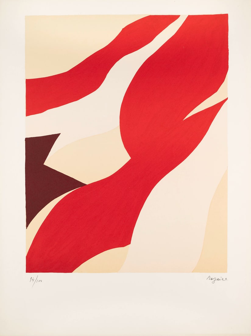 Jean Bazaine AVL M.A.M. (1974). Farblithographie auf Arches Velin (mit Wz.) 51 x 40 cm (67 x 51 cm).: Französische ModerneJean BazaineAVL M.A.M. (1974). Farblithographie auf Arches Velin (mit Wz.) 51 x 40 cm (67 x 51 cm). Signiert und nummeriert. - Leichte, unauffällige Bräunung entlang