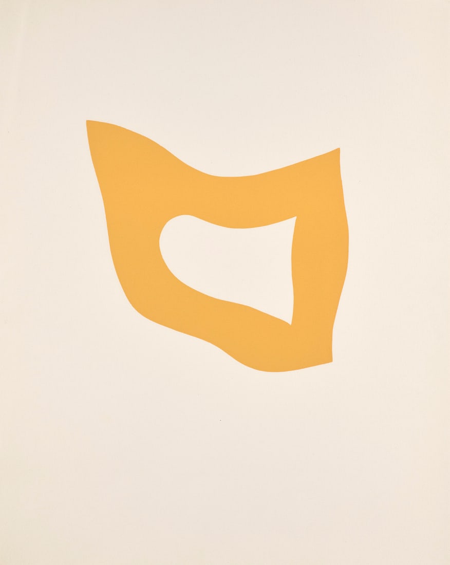 Hans Arp Soleil Recerclé (Couverture II). 1966. Farbholzschnitt auf Vélin . 22,5 x 22,5 cm: Französische Moderne - Abstraction-CréationHans ArpSoleil Recerclé (Couverture II). 1966. Farbholzschnitt auf Vélin . 22,5 x 22,5 cm (48 x 38 cm). - An den Außenrändern v