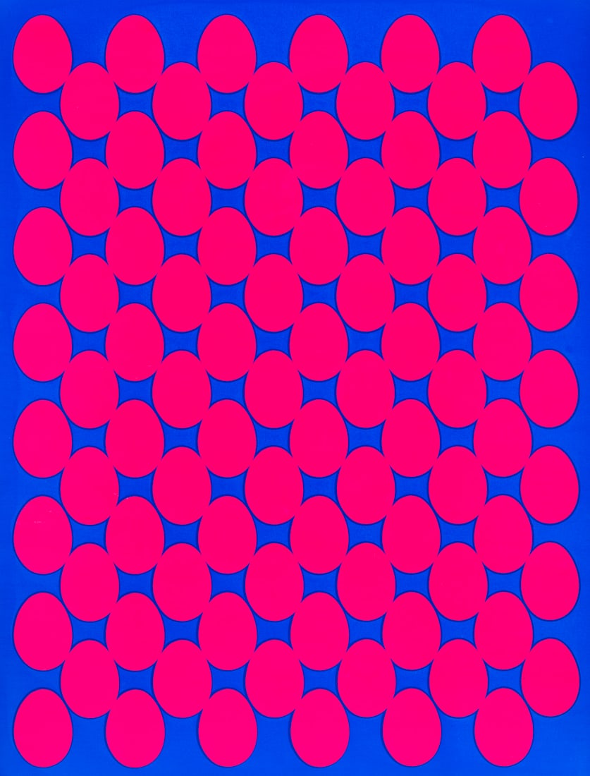 John Armleder o.T. 2008. Farbserigraphie auf leichtem Velinkarton. 66,5 x 50,7 cm. Verso mit: Geometrische AbstraktionJohn Armledero.T. 2008. Farbserigraphie auf leichtem Velinkarton. 66,5 x 50,7 cm. Verso mit Editionsstempel sowie nummeriert. - Lagerungsbedingt leicht gewellt, mit geringer Be