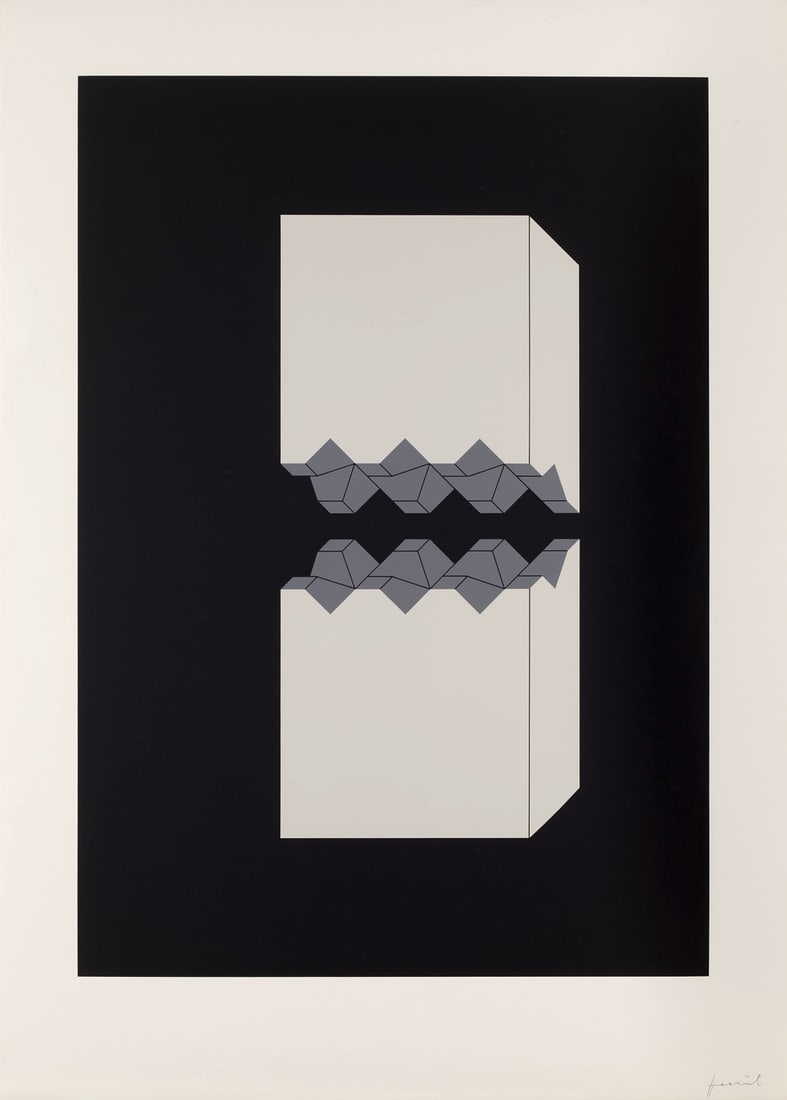 Erwin Heerich 4 Arbeiten. Ohne Titel (Motiv I - IV). 1973. Je Farbserigraphie auf Velin. 40 x 57,5 (1 of 3)