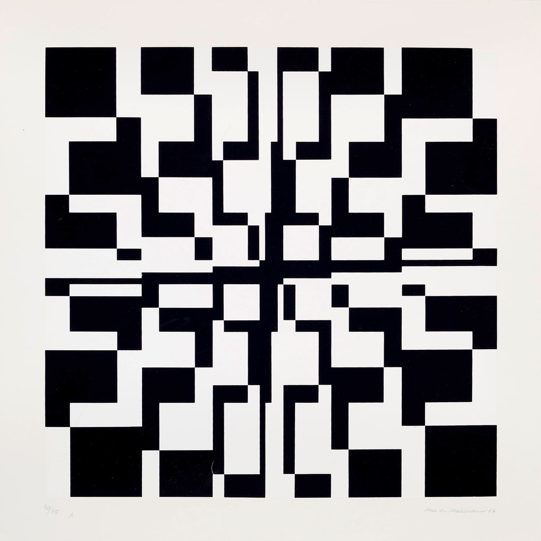 Max Hermann Mahlmann Geometrische Komposition. 1967. Farbserigraphie auf Velin. 37,7 x 38 cm (45,9 x: Geometrische AbstraktionMax Hermann MahlmannGeometrische Komposition. 1967. Farbserigraphie auf Velin. 37,7 x 38 cm (45,9 x 45,9 cm). Signiert, datiert und nummeriert. - Minimale Kratzer, untere recht
