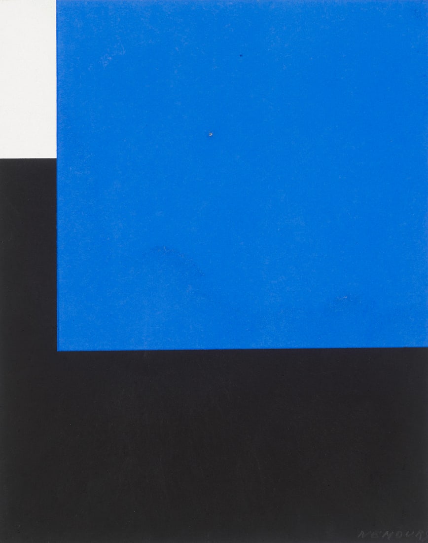 Aurélie Nemours Espace bleu. 1959. Farbserigraphie auf leichtem Velinkarton. 31,5 x 25 cm.: Geometrische AbstraktionAurélie NemoursEspace bleu. 1959. Farbserigraphie auf leichtem Velinkarton. 31,5 x 25 cm. Signiert. - Leichte Bereibungen und stellenweise minimale Flecken. Insgesamt sehr