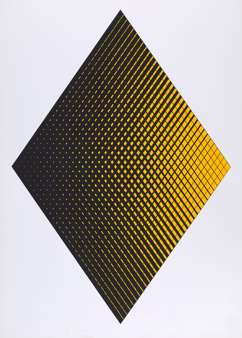 Getulio Alviani o.T. 1962. Siebdruck auf Holzplatte. 70 x 50 x 2 cm. Handsiginiert und nummeriert. (1 of 1)
