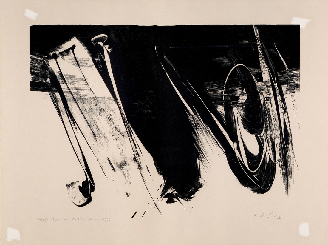 Karl Otto Götz Komposition. 1981. Lithographie auf Velin. 46 x 64,5 cm. Signiert, datiert, (1 of 1)