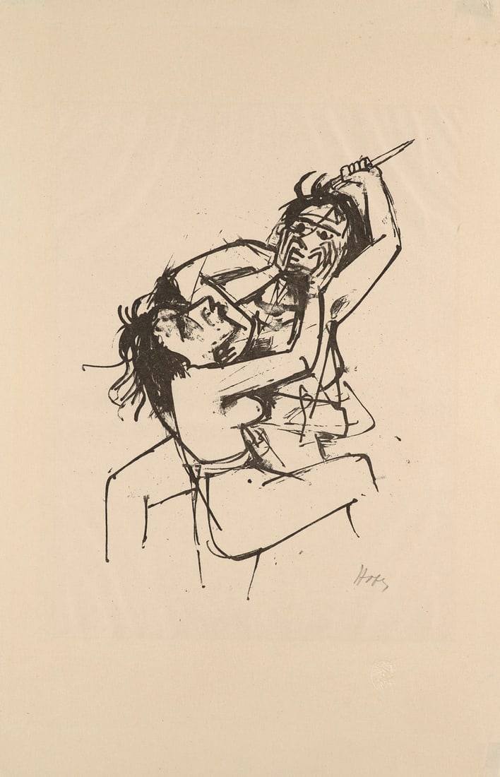 Carl Hofer 2 Arbeiten. Aus: Zenana. 1923. Je Lithographie auf Bütten. Blattgröße bis: Klassische ModerneCarl Hofer2 Arbeiten. Aus: Zenana. 1923. Je Lithographie auf Bütten. Blattgröße bis 49 x 34,3 cm. Je signiert. Teils punktuell auf Unterlage montiert. - Ein Blatt in R