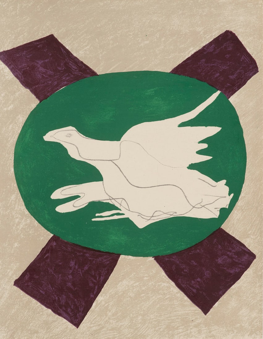 Georges Braque 3 Arbeiten Oiseau sur fond de 'X', Les Fleurs & Tartuffe. 1958-1963. 2 Lithografien: Klassische Moderne - Avantgardistische AbstraktionGeorges Braque3 Arbeiten Oiseau sur fond de 'X', Les Fleurs & Tartuffe. 1958-1963. 2 Lithografien (teils farbig) auf Velin sowie 1 Holzschnitt auf B&#