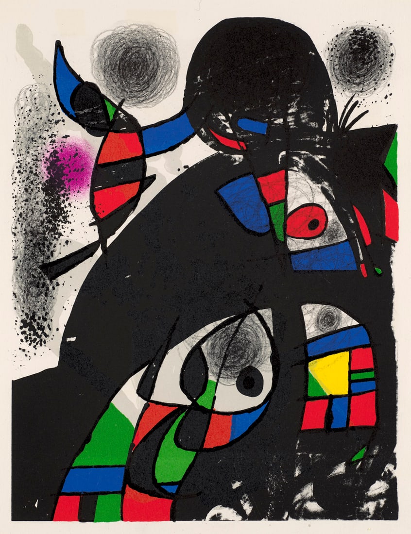 Joan Miró San Lazzaro et ses amis. 1975. Farblithographie auf Arches-Velin (mit WZ). 31 x 24 cm: Klassische Moderne - Avantgardistische AbstraktionJoan MiróSan Lazzaro et ses amis. 1975. Farblithographie auf Arches-Velin (mit WZ). 31 x 24 cm (35,5 x 26,5 cm). - Insgesamt gut. Prachtvoller, f