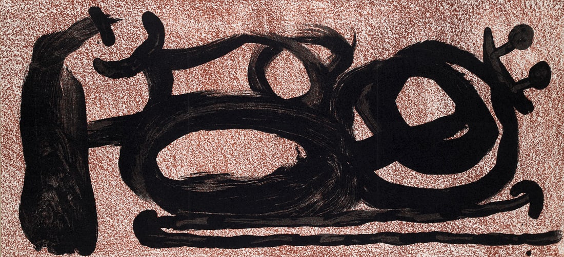 Joan Miró L'oiseau solaire et lunaire. 1967. Farblithographie auf Velin. 38 x 83 cm. Punktuell (1 of 1)