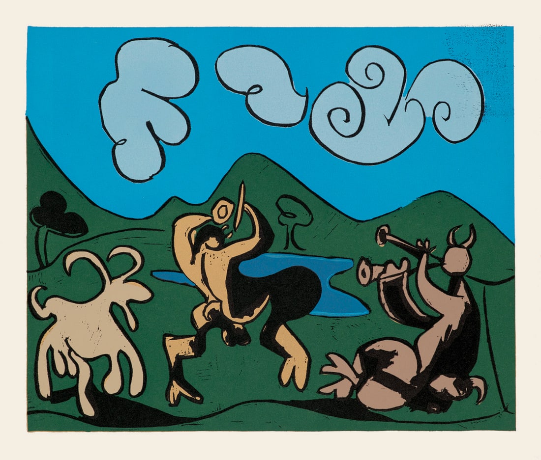Pablo Picasso Faunes et chévre. 1959/62. Linolschnitt auf festem Velin. 27 x 32,5 cm. (32 x 37 (1 of 1)