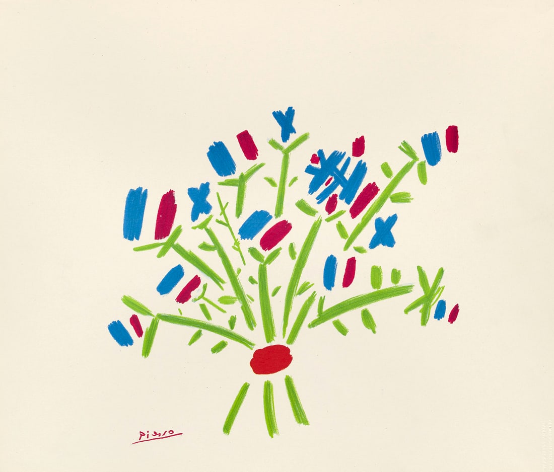 Pablo Picasso Le Petit Bouquet. 1962. Farblithografie auf Velin. 40,5 x 47,3 cm. Im Druck signiert. (1 of 1)
