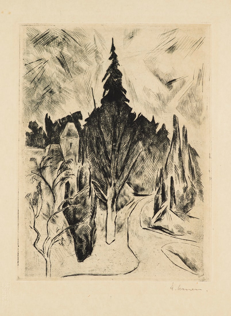 Heinrich Nauen Park am Morgen. 1919. Radierung auf Similijapan. 31,8 x 23,5 cm (41 x 31 cm). (1 of 1)