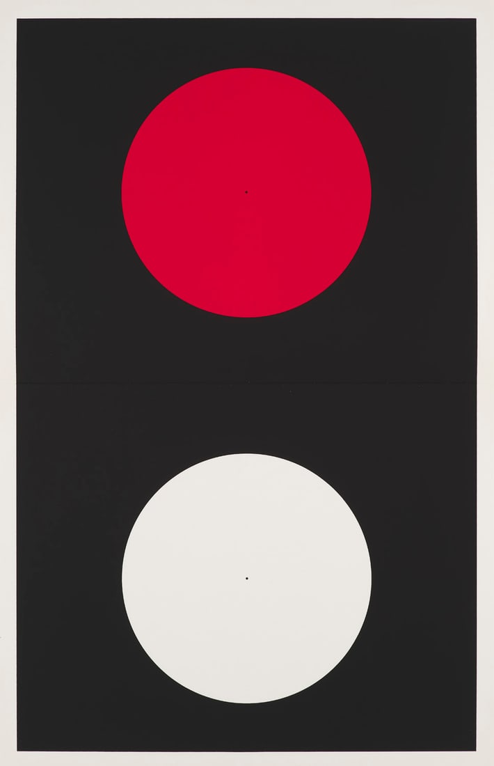 Josef Albers 1 Farbserigraphie. Aus: Interaction of Color (Die Wechselbeziehungen der Farbe). 1973.: Konkrete KunstJosef Albers1 Farbserigraphie. Aus: Interaction of Color (Die Wechselbeziehungen der Farbe). 1973. Auf Doppelblatt Velinkarton. Blattmaße je 30,5 x 48,5 cm (33 x 51 cm). Verso mit t
