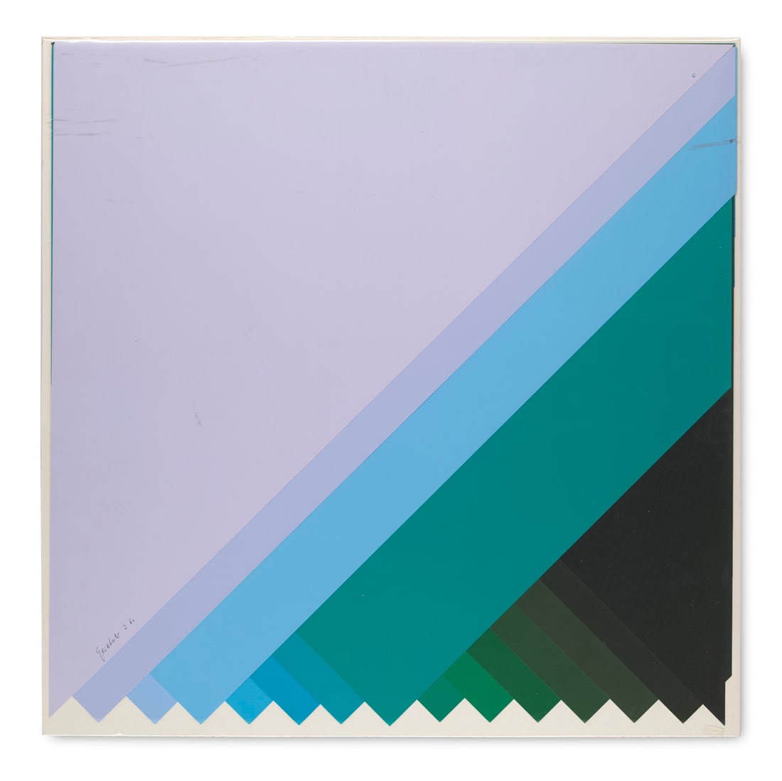 Karl Gerstner Color angles. 1968. Serigraphien in gleichmäßigen Farbabstufungen auf 15: Konkrete KunstKarl GerstnerColor angles. 1968. Serigraphien in gleichmäßigen Farbabstufungen auf 15 verschieden zugeschnittenen Papierschichten, je mit gestanztem, werkimmanentem Loch in der
