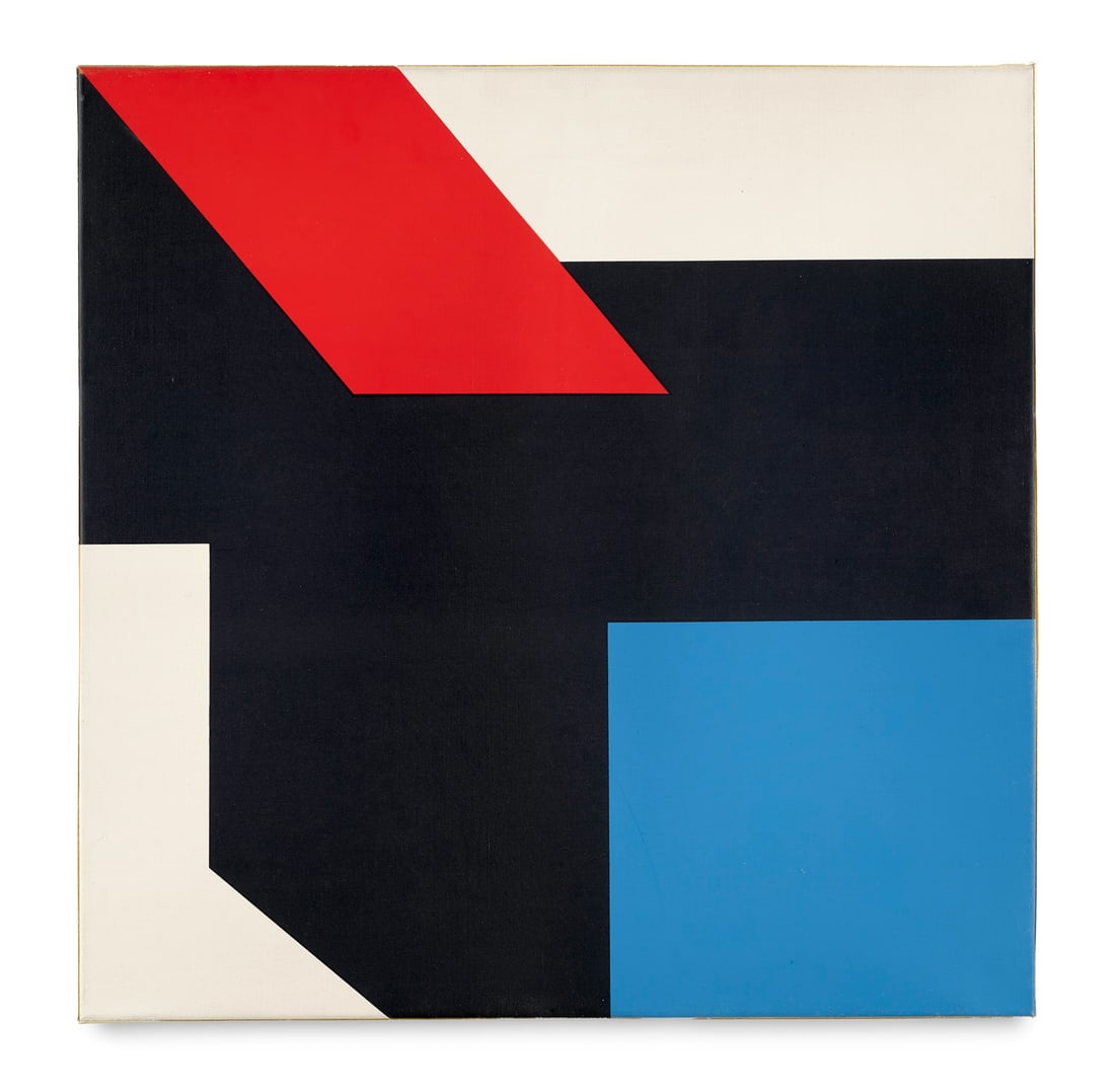 Georg Karl Pfahler Mandarino. 1977. Farbserigraphie auf Leinwand. 70,5 x 70,5 cm. Verso signiert und: Konkrete KunstGeorg Karl PfahlerMandarino. 1977. Farbserigraphie auf Leinwand. 70,5 x 70,5 cm. Verso signiert und nummeriert. - Kaum merkliche Flecken, ganz dezent berieben und ein leichter Kratzer. I