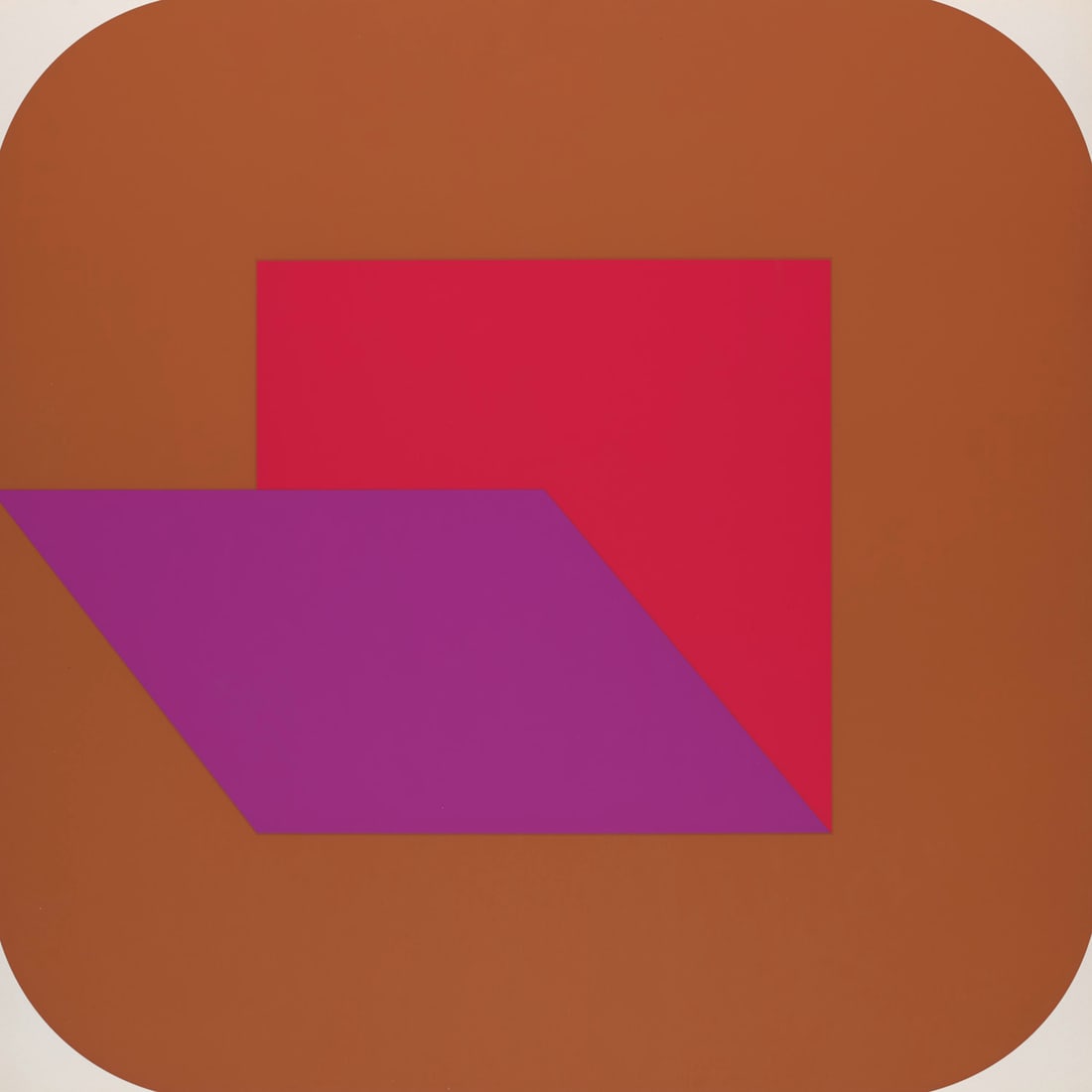 Georg Karl Pfahler o.T. (Geometrische Komposition in Umbra, Leuchtrot und Violett). 1970. (1 of 1)