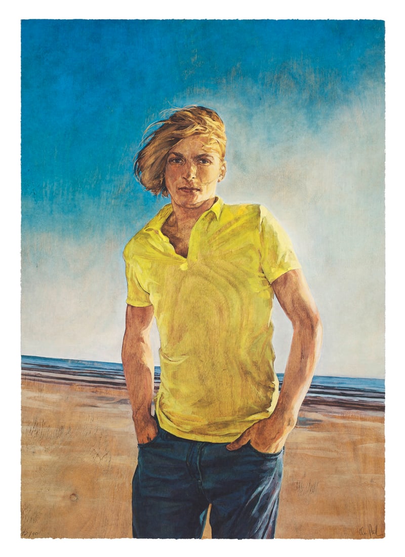 Christoph Pöggeler Boy on the beach. 2010er Jahre. Farblithographie auf festem Velin. 100 x (1 of 1)