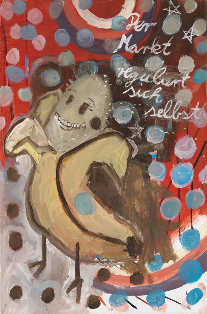 Aaron Rahe Der Markt reguliert sich selbst. 2012. Öl und Acryl auf Leinwand. 60 x 40 cm. Verso (1 of 1)