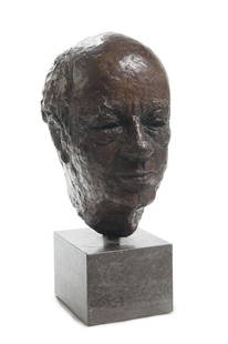 Schubert, Karl - zugeschrieben Bruno Taut. 20. Jh.: Schubert, Karl - zugeschrieben Bruno Taut. 20. Jh. Bronze-Hohlguss braun patiniert, auf Travertinsockel. 29 x 18 x 24 cm (Höhe mit Sockel 39 cm). Verso Gießereistempel Noack, Berlin. - Die