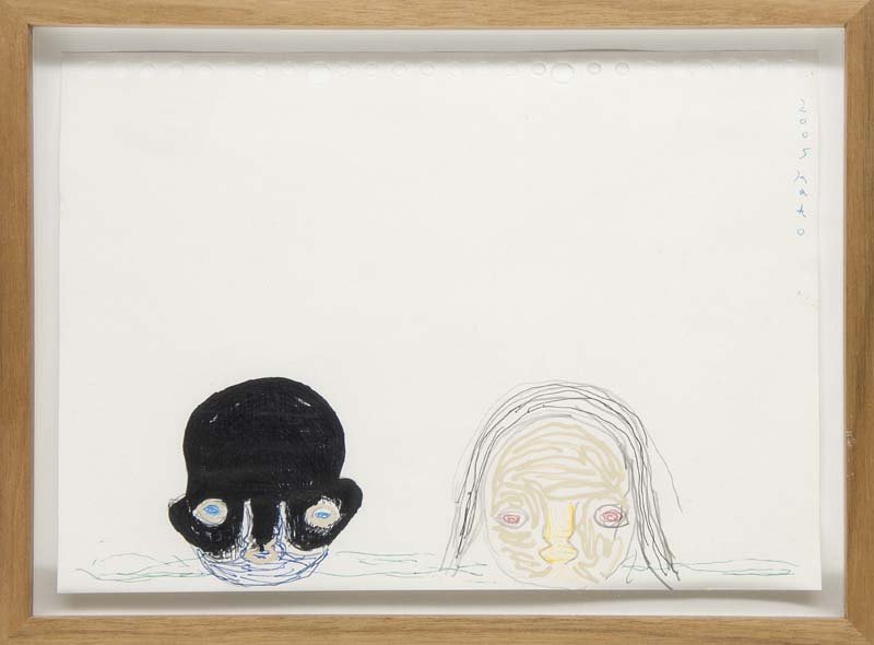 Kato, Izumi o.T. (Zwei Köpfe). 2005. Mischtechnik: Kato, Izumi Mixed media (felt pen, biro and pencil) on paper. Signed and dated. - Punctually fixed on support an framed under glass. o.T. (Zwei Köpfe). 2005. Mischtechnik (Faserstift, farbige Kugelsc