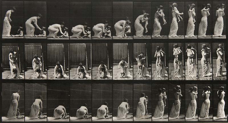 Muybridge, Eadweard Woman Lifting a Child from the: Muybridge, Eadweard Collotype. Plate No. 314 from Animal Locomotion. With printed copyright credit, plate number and dating below the image in lower margin. - Outer margin stronger browned, stronger s