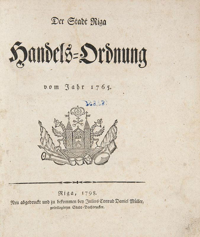 Sammelband mit 3 Verordnungen. - I. Der Stadt Riga (1 of 1)
